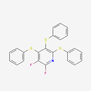 molecular formula C23H15F2NS3 B14293278 2,3-Difluoro-4,5,6-tris(phenylsulfanyl)pyridine CAS No. 113382-82-4