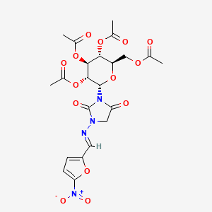 molecular formula C22H24N4O14 B14293342 2,4-Imidazolidinedione, 1-(((5-nitro-2-furanyl)methylene)amino)-3-(2,3,4,6-tetra-O-acetyl-beta-D-glucopyranosyl)- CAS No. 125417-65-4