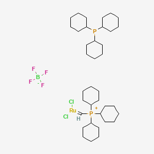molecular formula C37H67BCl2F4P2Ru B1429358 Dichloro(PCy3)[(tricyclohexylphosphoranyl)methylidene]Ru tetrafluoroborate CAS No. 1020085-61-3