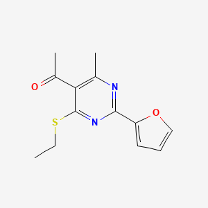 1-[4-(Ethylsulfanyl)-2-(furan-2-yl)-6-methylpyrimidin-5-yl]ethan-1-one