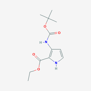 molecular formula C12H18N2O4 B1429373 Ethyl 3-((tert-butoxycarbonyl)amino)-1H-pyrrole-2-carboxylate CAS No. 952417-63-9