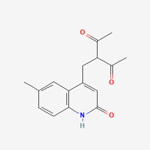 molecular formula C16H17NO3 B14293730 3-[(6-Methyl-2-oxo-1,2-dihydroquinolin-4-yl)methyl]pentane-2,4-dione CAS No. 113193-73-0