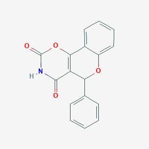 molecular formula C17H11NO4 B14293753 5-Phenyl-2H,5H-[1]benzopyrano[3,4-e][1,3]oxazine-2,4(3H)-dione CAS No. 116215-59-9