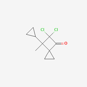 molecular formula C10H12Cl2O B14293843 5,5-Dichloro-6-cyclopropyl-6-methylspiro[2.3]hexan-4-one CAS No. 116073-12-2