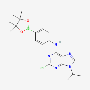 B1429396 2-Chloro-9-isopropyl-N-(4-(4,4,5,5-tetramethyl-1,3,2-dioxaborolan-2-yl)phenyl)-9H-purin-6-amine CAS No. 1056016-74-0