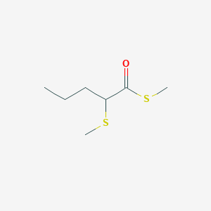 molecular formula C7H14OS2 B14294001 S-Methyl 2-(methylsulfanyl)pentanethioate CAS No. 115932-21-3