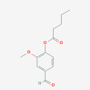 molecular formula C13H16O4 B14294073 Pentanoic acid, 4-formyl-2-methoxyphenyl ester CAS No. 125261-96-3