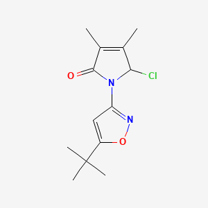 molecular formula C13H17ClN2O2 B14294158 1,5-Dihydro-5-chloro-1-(5-(1,1-dimethylethyl)-3-isoxazolyl)-3,4-dimethyl-2H-pyrrol-2-one CAS No. 120771-17-7