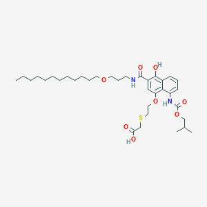 molecular formula C35H54N2O8S B14294223 ({2-[(3-{[3-(Dodecyloxy)propyl]carbamoyl}-4-hydroxy-8-{[(2-methylpropoxy)carbonyl]amino}naphthalen-1-YL)oxy]ethyl}sulfanyl)acetic acid CAS No. 115625-86-0