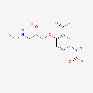 molecular formula C17H26N2O4 B1429423 N-(3-Acetyl-4-(2-hydroxy-3-((1-methylethyl)amino)propoxy)phenyl)propanamide CAS No. 28197-36-6