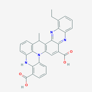 molecular formula C30H22N4O4 B14294234 11-ethyl-16-methyl-1,6,13,22-tetrazaheptacyclo[15.11.1.02,15.05,14.07,12.021,29.023,28]nonacosa-2(15),3,5,7,9,11,13,17(29),18,20,23,25,27-tridecaene-4,24-dicarboxylic acid CAS No. 119936-19-5