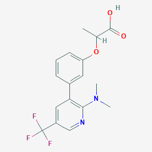 molecular formula C17H17F3N2O3 B1429425 2-[3-(2-Dimethylamino-5-trifluoromethyl-pyridin-3-yl)-phenoxy]-propionic acid CAS No. 1311280-42-8
