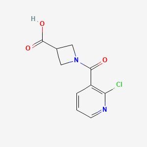 molecular formula C10H9ClN2O3 B1429428 1-(2-Chloronicotinoyl)azetidine-3-carboxylic acid CAS No. 1420868-12-7