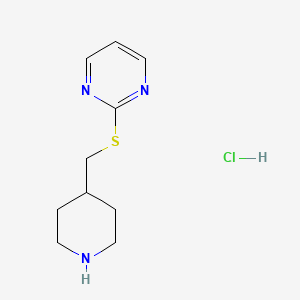 molecular formula C10H16ClN3S B1429435 2-((Piperidin-4-ylmethyl)thio)pyrimidine hydrochloride CAS No. 1420880-98-3