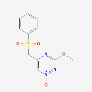 molecular formula C11H11N3O4S B14294433 5-[(Benzenesulfonyl)methyl]-3-methoxy-1-oxo-1lambda~5~,2,4-triazine CAS No. 114468-13-2