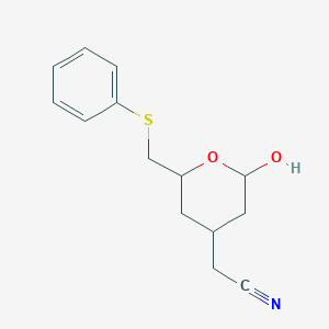 molecular formula C14H17NO2S B14294441 {2-Hydroxy-6-[(phenylsulfanyl)methyl]oxan-4-yl}acetonitrile CAS No. 127661-41-0