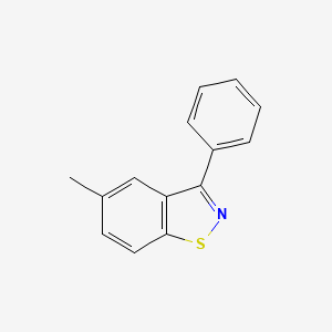 molecular formula C14H11NS B14294502 5-Methyl-3-phenyl-1,2-benzothiazole CAS No. 117136-81-9