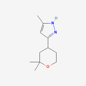 molecular formula C11H18N2O B14294627 3-(2,2-dimethyloxan-4-yl)-5-methyl-1H-pyrazole CAS No. 113271-62-8