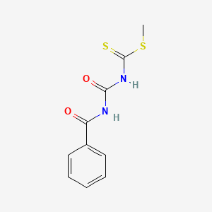 molecular formula C10H10N2O2S2 B14294644 Carbamodithioic acid, [(benzoylamino)carbonyl]-, methyl ester CAS No. 114676-40-3