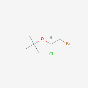 molecular formula C6H12BrClO B14294649 2-(2-Bromo-1-chloroethoxy)-2-methylpropane CAS No. 113279-37-1