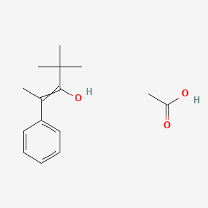 molecular formula C15H22O3 B14294806 Acetic acid;4,4-dimethyl-2-phenylpent-2-en-3-ol CAS No. 112370-57-7