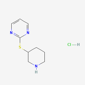 molecular formula C9H14ClN3S B1429493 2-(Piperidin-3-ylthio)pyrimidine hydrochloride CAS No. 1420840-45-4