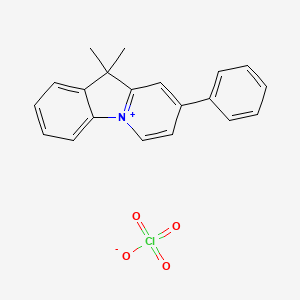 molecular formula C20H18ClNO4 B14295090 10,10-Dimethyl-8-phenyl-10H-pyrido[1,2-a]indol-5-ium perchlorate CAS No. 113407-74-2