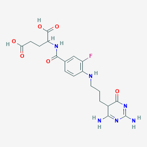 molecular formula C19H23FN6O6 B14295132 2-[[4-[3-(2,4-diamino-6-oxo-5H-pyrimidin-5-yl)propylamino]-3-fluorobenzoyl]amino]pentanedioic acid 