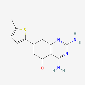 molecular formula C13H14N4OS B1429528 2,4-diamino-7-(5-methyl-2-thienyl)-7,8-dihydroquinazolin-5(6H)-one CAS No. 1428139-86-9