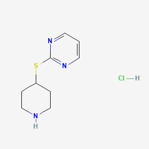 molecular formula C9H14ClN3S B1429532 2-(Piperidin-4-ylthio)pyrimidine hydrochloride CAS No. 1177326-46-3