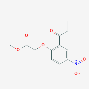 molecular formula C12H13NO6 B14295636 Methyl (4-nitro-2-propanoylphenoxy)acetate CAS No. 119197-67-0