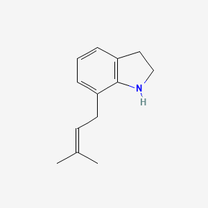 molecular formula C13H17N B14295766 7-(3-Methylbut-2-EN-1-YL)-2,3-dihydro-1H-indole CAS No. 113557-21-4