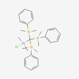 molecular formula C27H39ClSi3Sn B14295896 Silane, [(chlorodimethylstannyl)methylidyne]tris[dimethylphenyl- CAS No. 113629-70-2