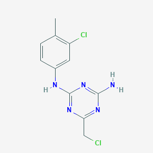 molecular formula C11H11Cl2N5 B1429606 6-(chloromethyl)-N-(3-chloro-4-methylphenyl)-1,3,5-triazine-2,4-diamine CAS No. 1379811-47-8