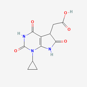 molecular formula C11H11N3O5 B1429614 (1-cyclopropyl-2,4,6-trioxo-2,3,4,5,6,7-hexahydro-1H-pyrrolo[2,3-d]pyrimidin-5-yl)acetic acid CAS No. 1379811-28-5