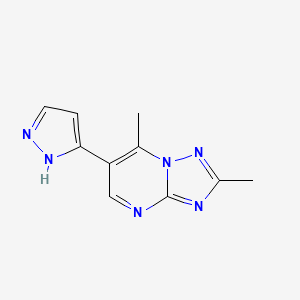 molecular formula C10H10N6 B1429627 2,7-dimethyl-6-(1H-pyrazol-3-yl)[1,2,4]triazolo[1,5-a]pyrimidine CAS No. 1428139-39-2