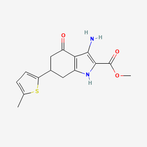 molecular formula C15H16N2O3S B1429641 3-氨基-6-(5-甲基-2-噻吩基)-4-氧代-4,5,6,7-四氢-1H-吲哚-2-甲酸甲酯 CAS No. 1428139-08-5