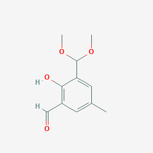 molecular formula C11H14O4 B14296502 3-(Dimethoxymethyl)-2-hydroxy-5-methylbenzaldehyde CAS No. 113790-38-8