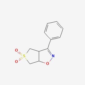 molecular formula C11H11NO3S B14296862 Thieno[3,4-d]isoxazole, 3a,4,6,6a-tetrahydro-3-phenyl-, 5,5-dioxide CAS No. 114120-88-6