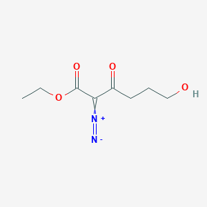 molecular formula C8H12N2O4 B14296917 2-Diazonio-1-ethoxy-6-hydroxy-1-oxohex-2-en-3-olate CAS No. 122060-92-8