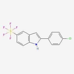 molecular formula C14H9ClF5NS B1429694 2-(4-Chlorophenyl)-5-pentafluorosulfanyl-1H-indole CAS No. 1394319-64-2