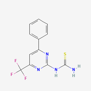 molecular formula C12H9F3N4S B1429695 N-[4-Phenyl-6-(trifluoromethyl)pyrimidin-2-yl]thiourea CAS No. 1424940-60-2