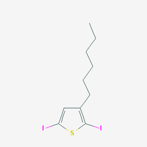 molecular formula C10H14I2S B14296957 Thiophene, 3-hexyl-2,5-diiodo- CAS No. 113736-20-2