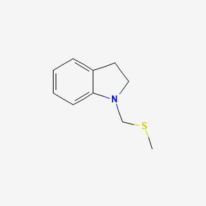 molecular formula C10H13NS B14297300 1-[(Methylsulfanyl)methyl]-2,3-dihydro-1H-indole CAS No. 114462-73-6