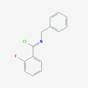 molecular formula C14H11ClFN B14297321 N-Benzyl-2-fluorobenzene-1-carboximidoyl chloride CAS No. 114081-69-5