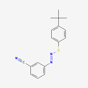 molecular formula C17H17N3S B14297355 3-{(E)-[(4-tert-Butylphenyl)sulfanyl]diazenyl}benzonitrile CAS No. 114606-10-9