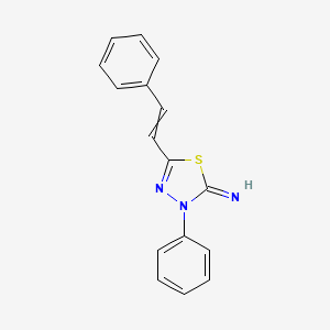 molecular formula C16H13N3S B14297589 3-Phenyl-5-(2-phenylethenyl)-1,3,4-thiadiazol-2(3H)-imine CAS No. 112277-61-9