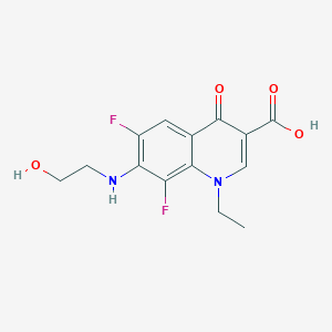 molecular formula C14H14F2N2O4 B14297767 1-Ethyl-6,8-difluoro-7-((2-hydroxyethyl)amino)-4-oxo-1,4-dihydroquinoline-3-carboxylic acid CAS No. 119052-76-5