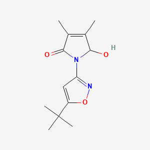 molecular formula C13H18N2O3 B14297957 1,5-Dihydro-1-(5-(1,1-dimethylethyl)-3-isoxazolyl)-5-hydroxy-3,4-dimethyl-2H-pyrrol-2-one CAS No. 120771-07-5