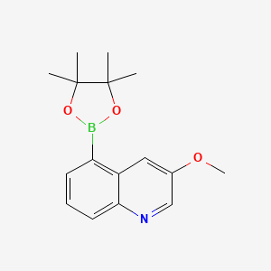 molecular formula C16H20BNO3 B1429818 3-Methoxy-5-(4,4,5,5-tetramethyl-[1,3,2]dioxaborolan-2-yl)-quinoline CAS No. 881656-35-5